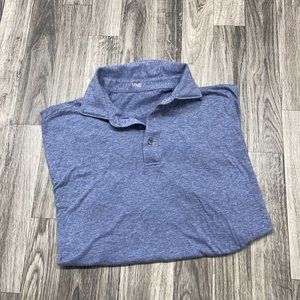 MME Button Front Short Sleeve Collared Blue Casual Polo Shirt Men's Size Medium